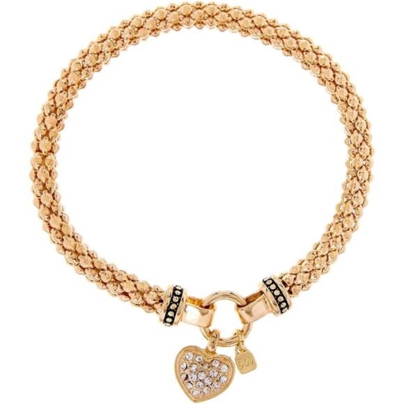 Women Gold Heart Bracelet Pave Crystal Stretch Jewelry Elegant Gift for Her - Picture 1 of 3